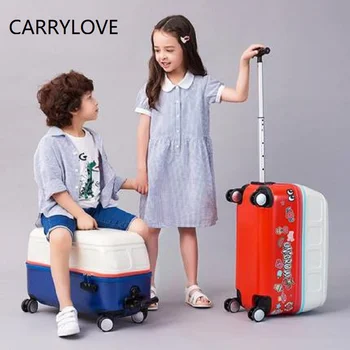 

CARRYLOVE Simple cartoon for children Can ride high quality Rolling Luggage Spinner brand Travel Suitcase