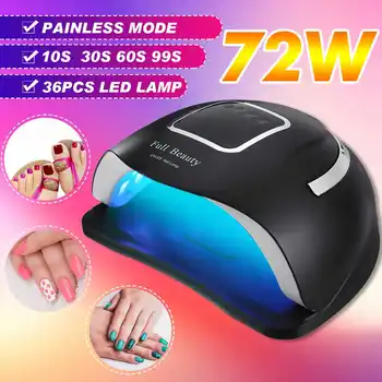 

LED Nail Dryer 72W Infrared Intelligent Dryer UV Lamp Gel Nail Polish Fast-Curing Light Timer Sensor 10S 30S 60S 99S Painless