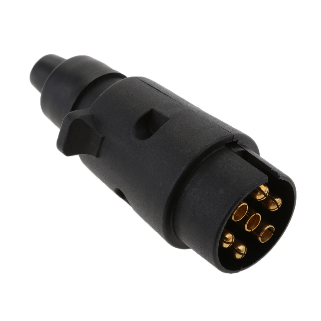 

Black 12V 7-Pin Trailer Plug N Type Towing Socket Connector Light Adapter