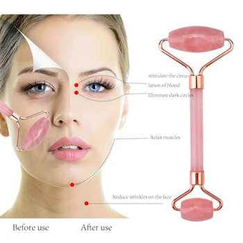 

Facial Massage Roller Dubbele Hoofden Jade Stenen Gezicht Lift Handen Body Skin Ontspanning Afslanken Beauty Health Skin Care To