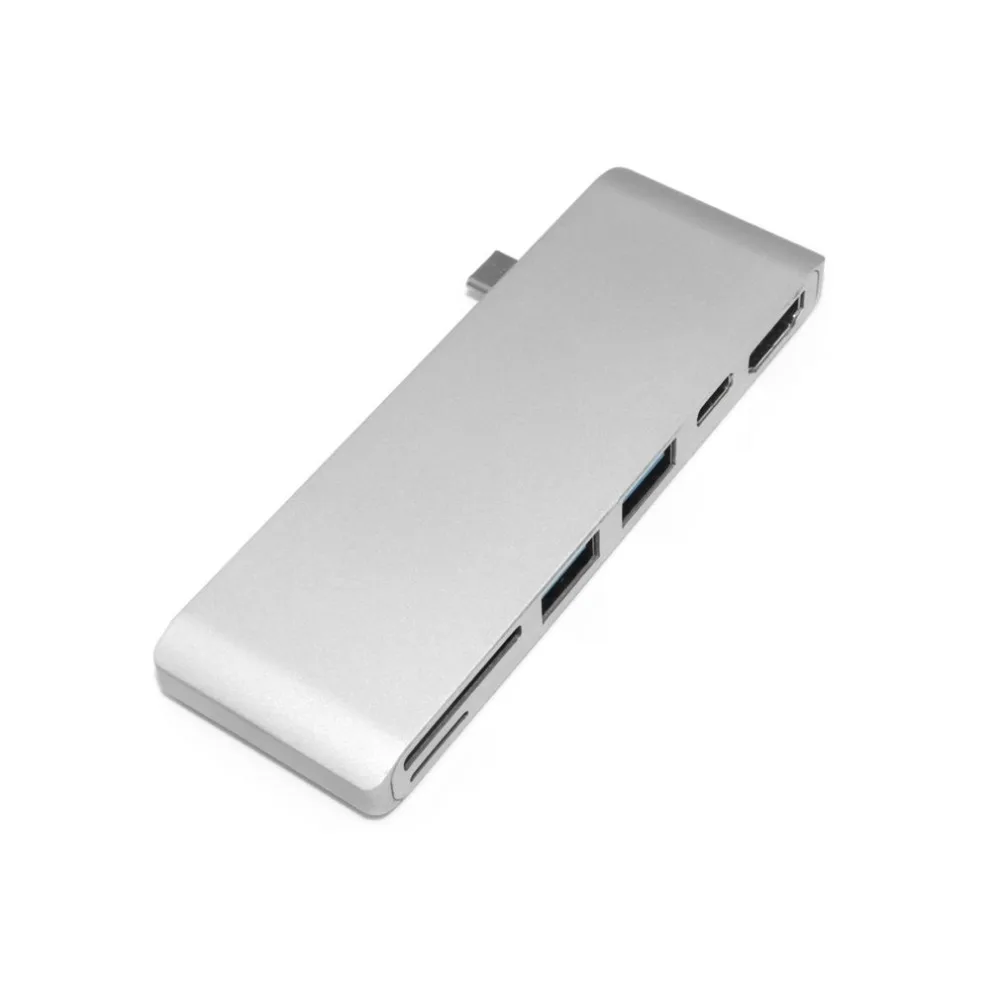Новейший 6 в 1 type-C концентратор 4K HDMI+ Dual USB 3,0+ type C+ безопасный цифровой+ TF кардридер порт комбинированный концентратор адаптер для ноутбука