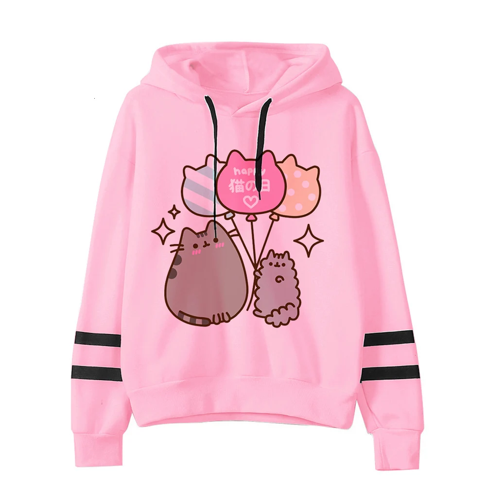 cat hoodie women fashion cartoon korean harajuku pink female style kawaii 90s clothes hood Sweatshirt Oversized cat clothes