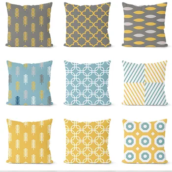 

Yaapeet 1pc Geometric Throw Pillow Case Colorful Polyester Cushion Decorative Hexagon Pattern Square Cushion Cover for Sofa