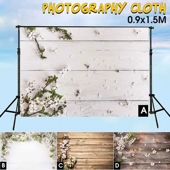 

(90cm*150cm) Retro Wooden Wall Floor Photography Cloth Snowflake Flower Photo Backdrops Studio Background Studio Props