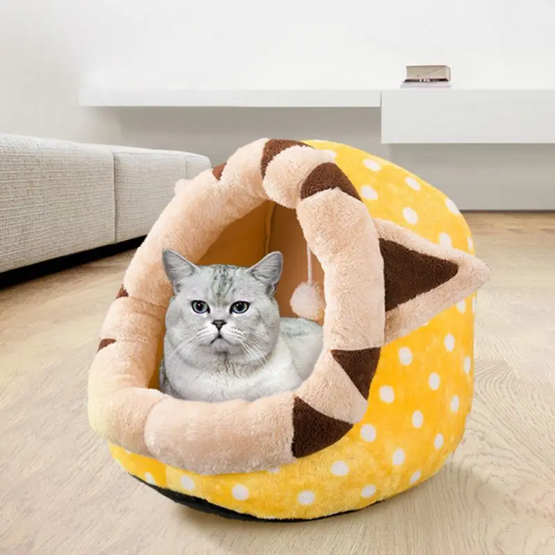 Кровать для питомца кошки, теплый мягкий домик для щенка, мультяшный моющийся домик для питомца, подстилка для щенка, спальный мешок для собаки, коврик для кровати, принадлежности для кошек и собак