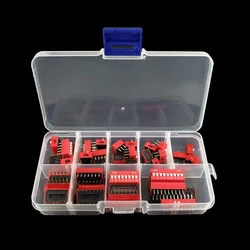 Kit de interruptor 1 2 3 4 5 6 7 8 9 way, interruptor de alternância, 2.54mm, conjunto vermelho de 5 peças