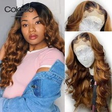 COLODO блондинка Синтетические волосы на кружеве парик с детскими волосами 13X4 свободная волна парик Волосы remy бразильский Синтетические волосы на кружеве парики из натуральных волос для Для женщин