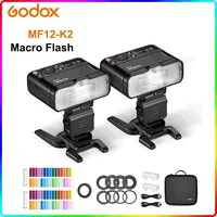 Godox MF12-K2 Macro Flash Light 2.4GHz Wireless Control Built-in X System TTL Flash Speedlite with Color Filter MF12 Macro Light