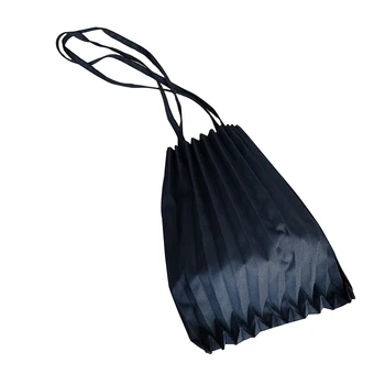 

Large Capacity Women Handbag Street Simple Pleated Shopping Bag Solid Canvas Elastic Outing Supermarket Dating Eco Friendly