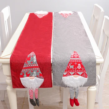

Cartoon Faceless Doll Christmas Table Flag Linen Tablecloth Table-Runner New Year Dinner Table Decor Home Christmas Decoration