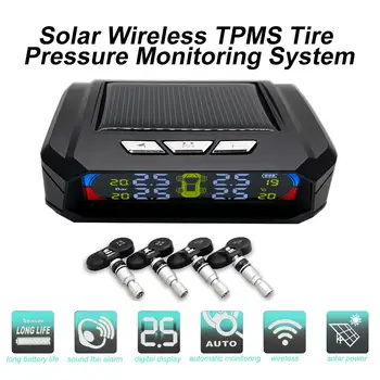 

AN-06A Auto Tyre Tire Pressure Monitoring System Solar LCD Display Car TPMS Tyre Temp Alarm with 4 Sensors Signal Stability