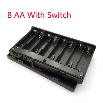 

High Quality 12V 8 AA Batteries Holder Storage Case Plastic 1.5V Battery Case ON/OFF Switch with Cap Wire For 8 X 1.5V AA Batter