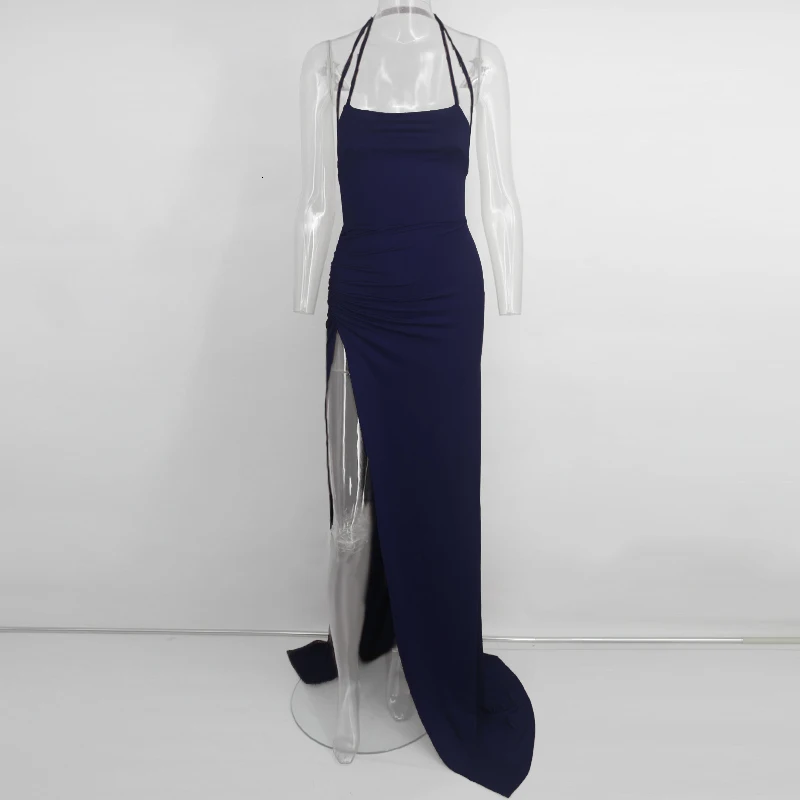 Ohvera/летнее женское платье с бретельками-спагетти, Элегантное Длинное Платье макси с открытой спиной, Сексуальные вечерние платья с разрезом