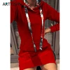 Warm Winter Hooded Hoodies Dresses Pockets Long Sleeve Casual Mini Dress Sportwear Women Clothings Plus Size Hoody Dress GV369 ► Photo 2/6