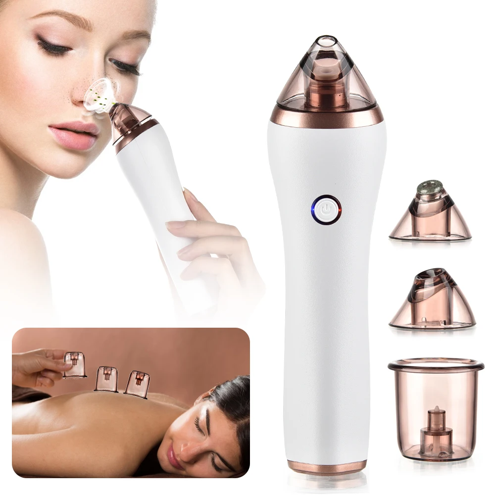 

Electric Blackhead Remover Machine Facial Pore Vacuum Cleaner Acne Pimple Suction Extractor 4 in 1 Body Guasha Cupping Massager