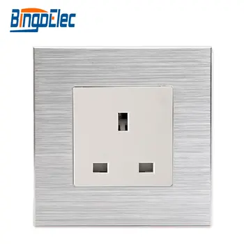 

Bingoelec UK Standard Socket Aluminum Frame 13A Wall Socket Electrical Power Wall Socket AC 220 V