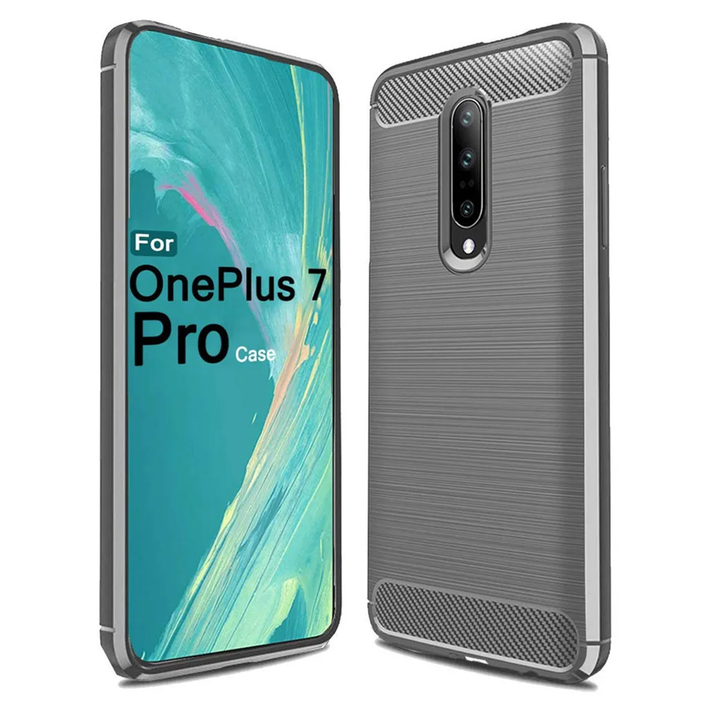 For Oneplus 7 Pro 6.7 inch Luxury Silicone Rubber Protective Hard Phone Case Dirt-resistant Slim Cover Carbon fibre Hard Case