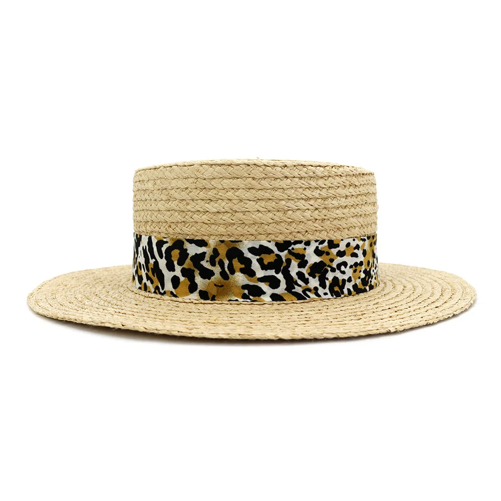 

Sun Beach Hat Women Panama Straw Summer Ribbon Wide Brim Flat Holiday Outdoor Cap Accessory For Lady Girls