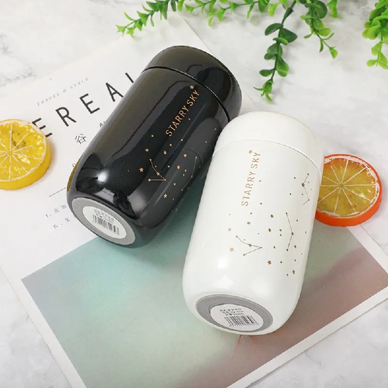 

200ml Double Layer Vacuum Flask Starry Sky Mini Small Capacity Coffee Cup 304 Stainless Steel Couple Vacuum Flask Gift