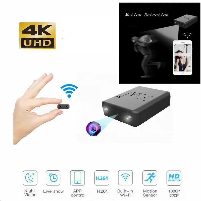 

4K Wifi IP Mini Camera Full HD Secret Camera Night Vision Micro Camera Motion Detection Mini DVR Cam Hidden Mini Camcorder