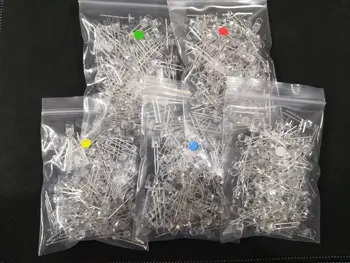 

1000PCS=5 colour*200pcs Transparent cover F5mm White Red Blue Green Yellow LED Light-Emitting Diode Water clear Assorted kit 5MM