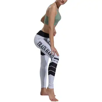 

Women Fitness Legging Mesh Pattern Print Leggings Sporting Elastic Slim Workout Leggings Black White Pants Female Trousers #25