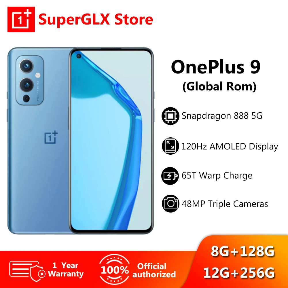 Global Rom OnePlus 9 5G Smartphone Snapdragon 888 Android 11 6.55'' 4500 mAh 120Hz Fluid AMOLED NFC Oneplus9 Mobile Phone oneplus cheap phone