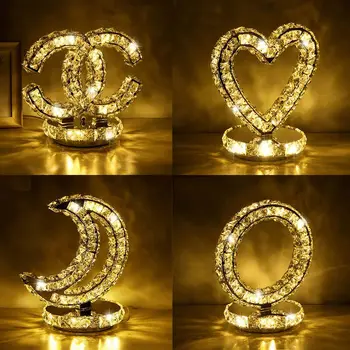 

Crystal Table lamp K9 Crystal Table Lamp For Bedroom Studio Table Round moon lamp LED Decorative Table Lamp Glass Crystal Light