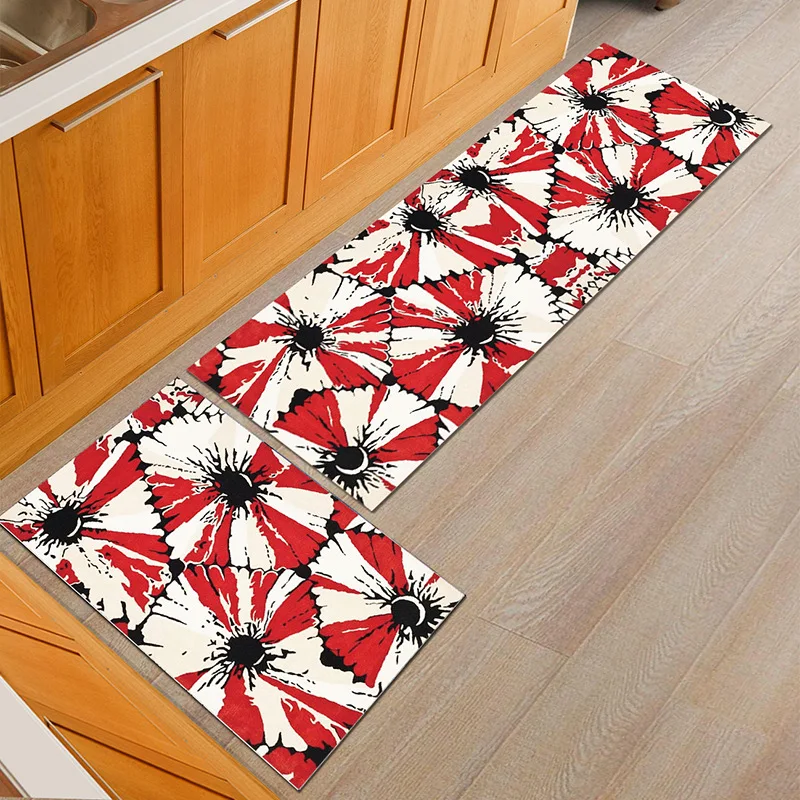 YIANSHU 3D Printed Kitchen Mats Soft Absorbent Non-slip Carpet Can Be Machine Washed Use For Corridors Bedroom Bathroom Kitchen