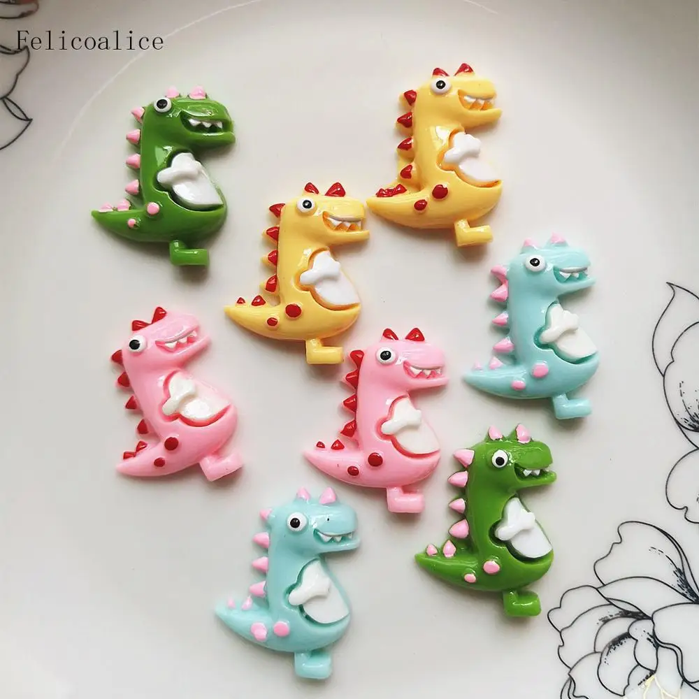 

8pcs 24*30mm Kawaii Dragon Pendants Animal Flat Back Resin Charms Necklace Pendant Hair Jewelry Making Accessory