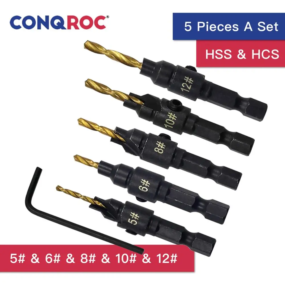 Countersink Drill Bit Set Drill Bits Kit 5 Countersink Drill Bit