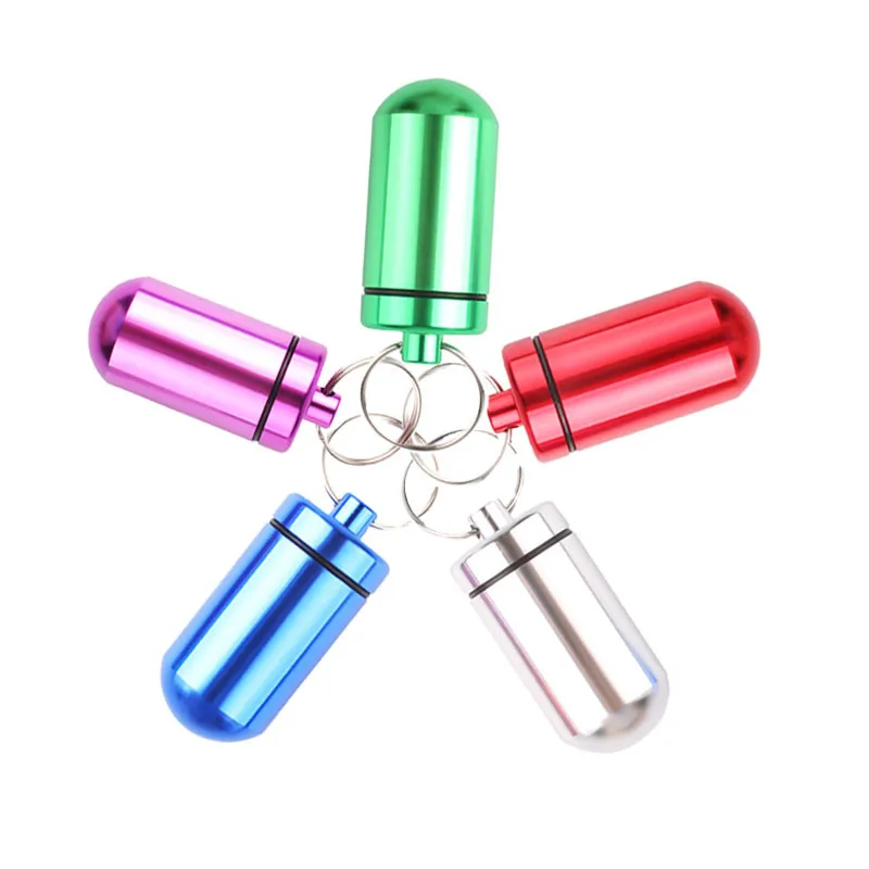 1PC Tragbare Aluminium Pille Fall Tragen Flasche Fall Gehörschutz Ohrstöpsel Box Schlüsselanhänger Outdoor Tasche Pille Box Container_voghion.com