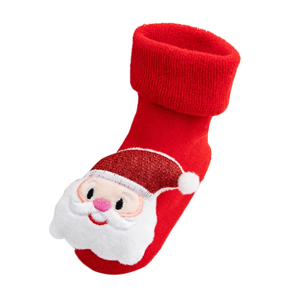 Носки для малышей г. Осенне-зимние Нескользящие вязаные теплые носки для маленьких мальчиков и девочек, Рождественский олень Санты Calcetines