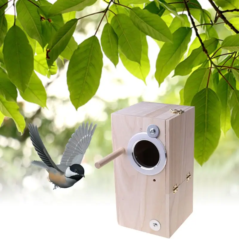 Wooden Bird Nesting Breeding Box House Parakeet Mating Case with Clear Window fo K1MF