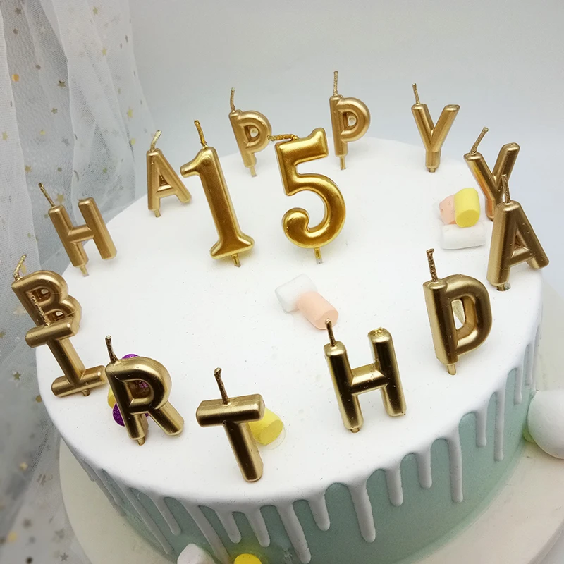 Happy Birthday Cake Topper Gold Silver Rose Gold Number Candles Birthday Cake Decoration Baby Shower Annivesary Party Supplies