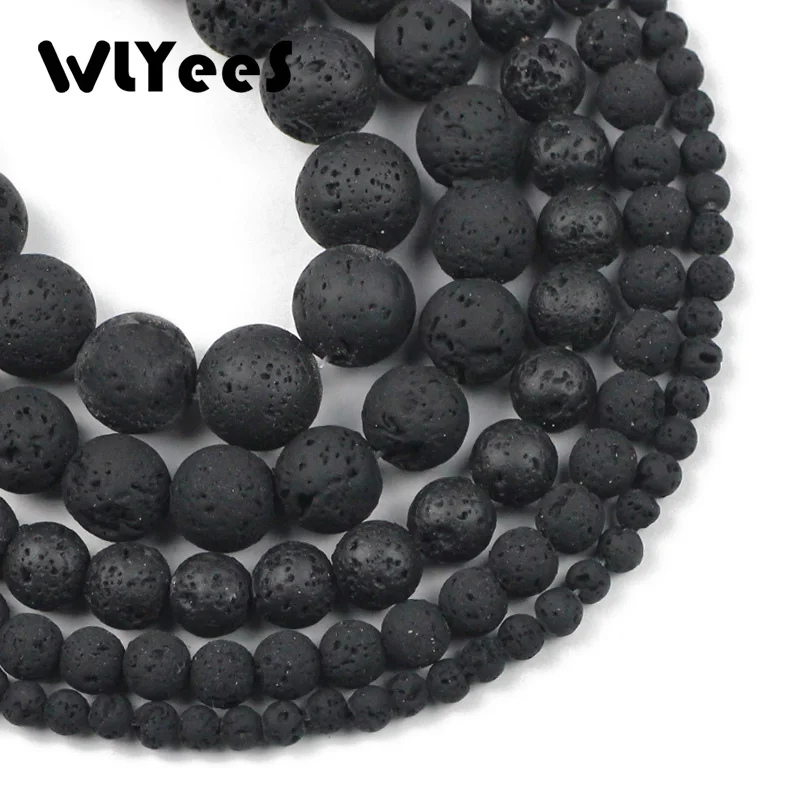 WLYeeS бусины из натурального камня черные лавового гематит Круглые для самостоятельного изготовления