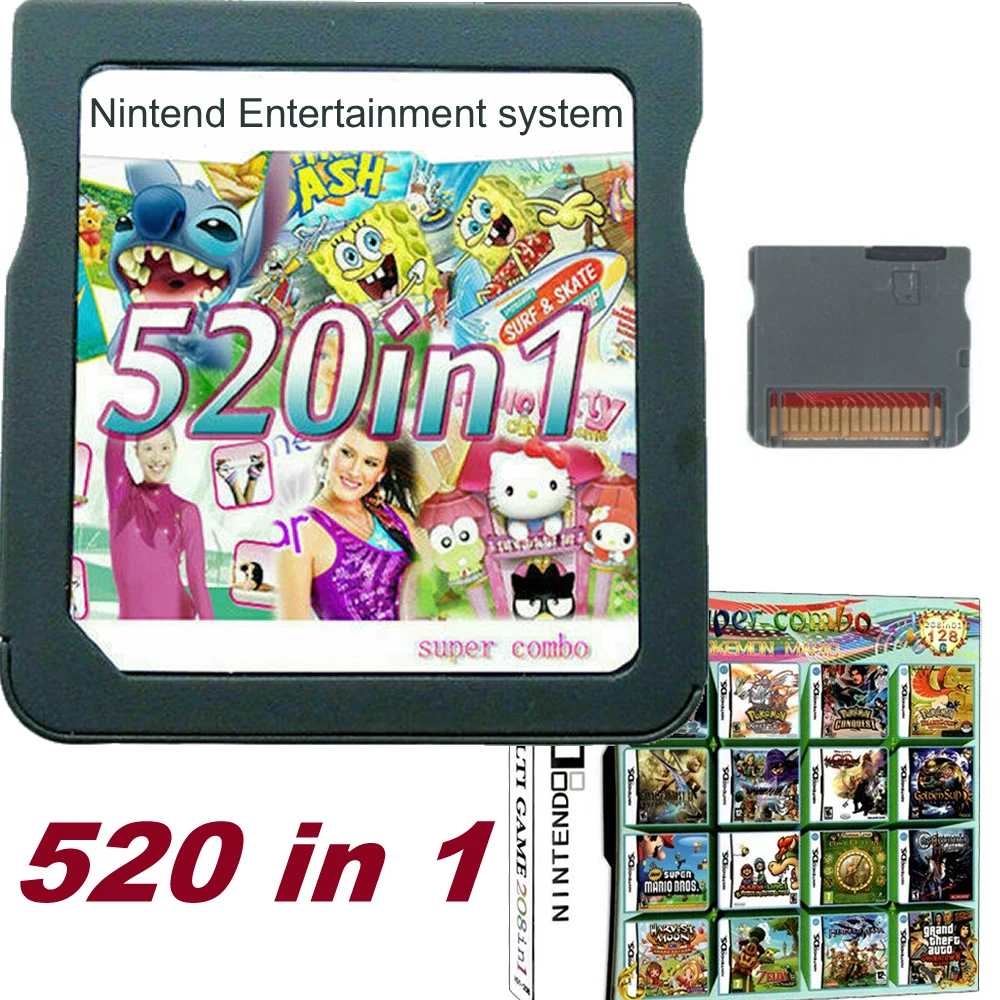 520 In 1 Compilation Video Game Cartridge Card For Nintendo DS 3DS 2DS  Super Combo Multi Cart|Game Collection Cards| - AliExpress