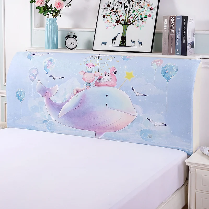 Nordic Cartoon Bedside Cover Bed Head Cover Full Enclosed Elastic Dust-proof Bed Head Cover/ Protective Cover