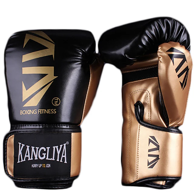 HYHG MMA Boxing Gloves Men for Adults PU Karate Muay Thai Pads Guantes De Boxeo Free Fight Sanda Boxing Training Equipment KANGLIYA-Black
