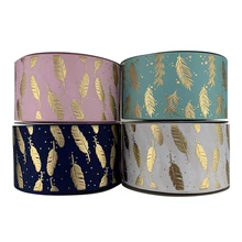 75 мм перо золотая фольга голограмма лента для свадебной вечеринки головных бантов DIY украшения ленты принимаются на заказ