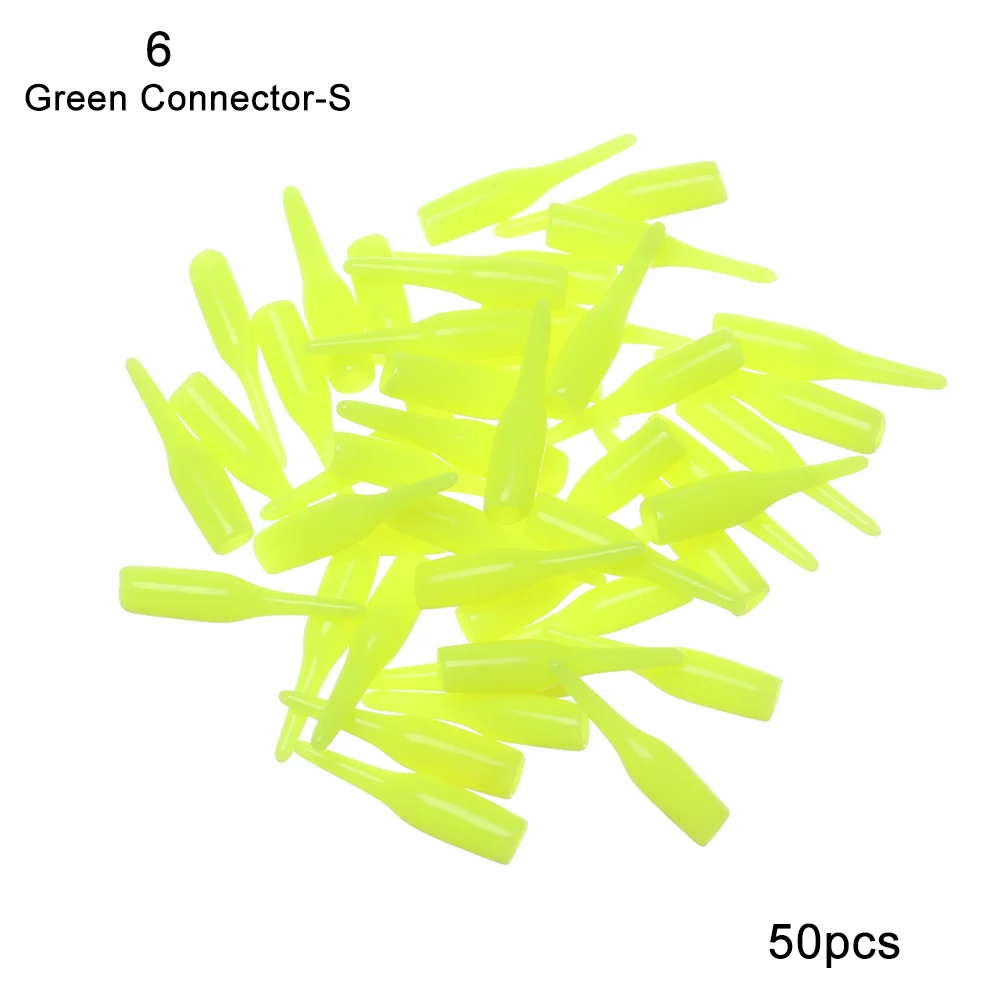 Green Connector -S 50 шт. Рыболовные Поплавки Дрифт хвост заметные резиновые бобы и разъемы Flotador Pesca рыболовные снасти инструменты аксессуары - Цвет: Green Connector -S