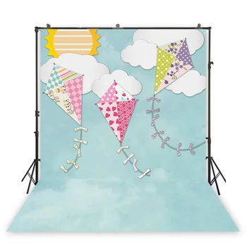 

HuaYi photography colorful kites decoration backdrops blue sky background photography for newborn photography XT-6757
