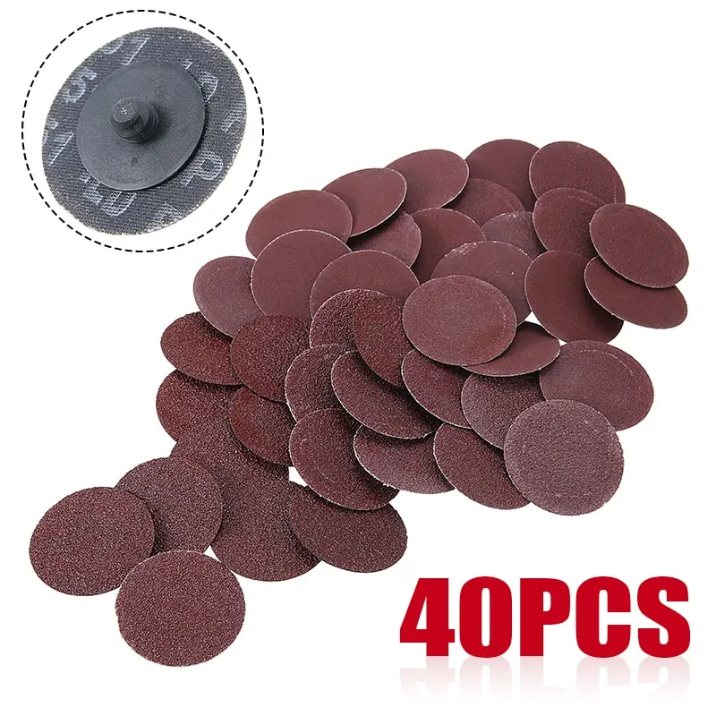 

40pcs 50mm/2inch 40/80/120/240 Grit Sanding Disc Roll Lock R-Type Sandpaper Abrasive Discs for Woodwork Finishing Rotary Tool