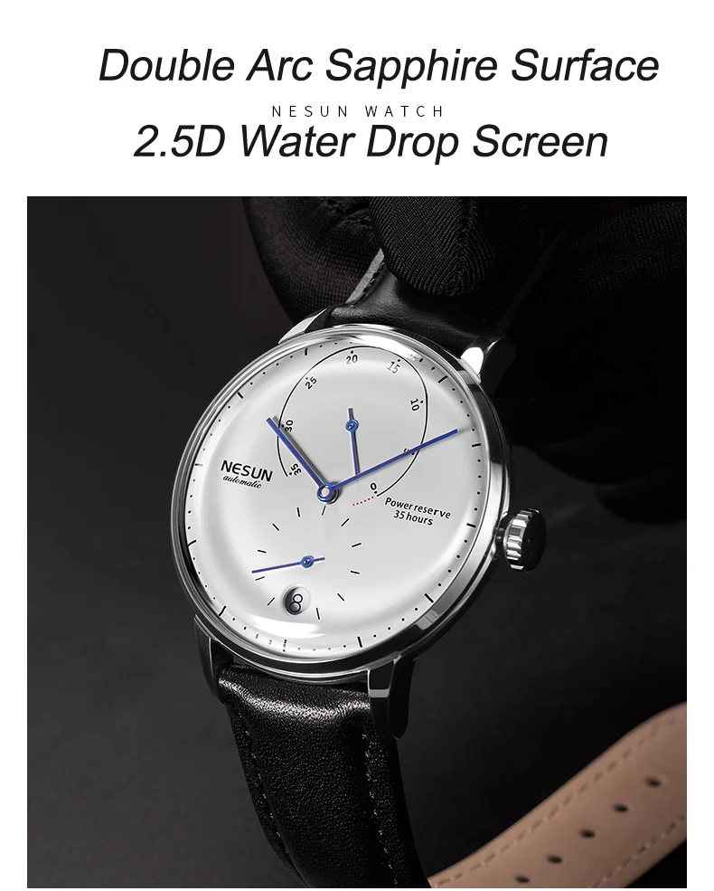 Роскошные Брендовые Часы для мужчин Nesun автоматические механические мужские часы сапфир relogio masculino из натуральной кожи ремешок часы N9603-2
