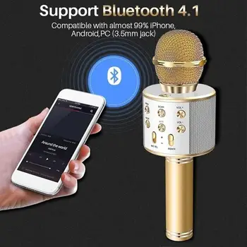 

4 Colors Bluetooth Karaoke Microphone Wireless Microphone Professiona Speaker Handheld Microfone Player Singing Recorder Mic
