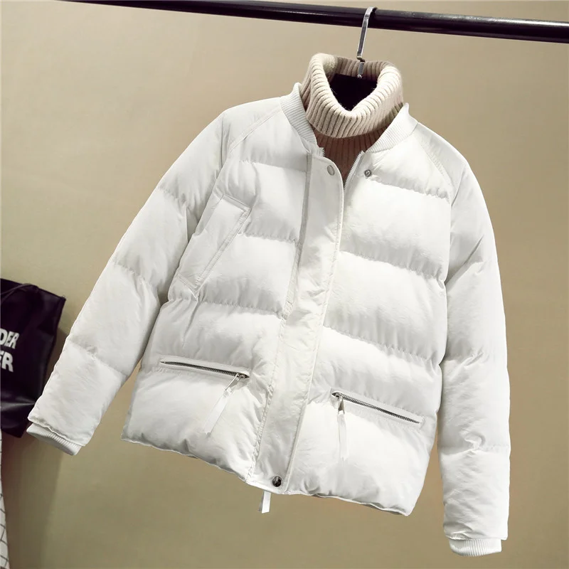 Короткая зимняя куртка с хлопковой подкладкой, женские парки, верхняя одежда со стоячим воротником, теплые утолщенные женские пальто