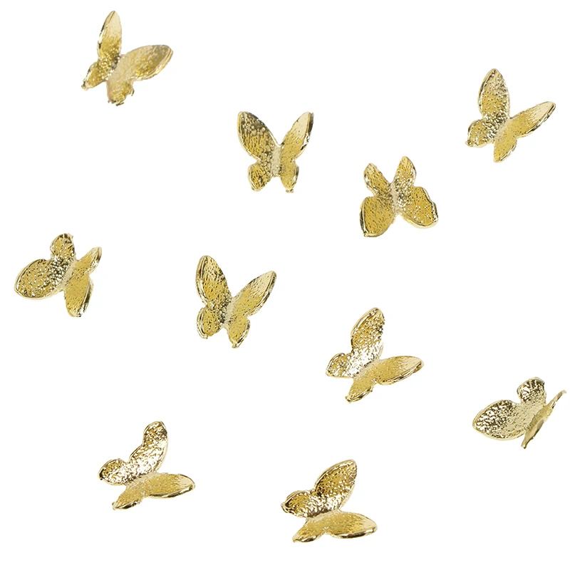 10pcs/lot 3d Gold Butterfly Nail Art Decorations Glitter Alloy Nail Charms Jewelry Alloy Glitter Butterfly Nail Art