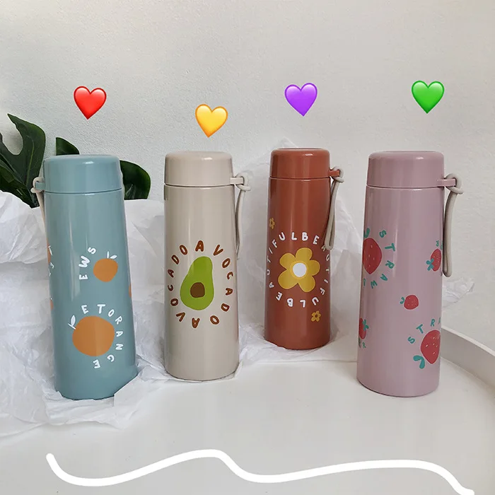 

INS Online Celebrity Avocado Cartoon Insulated Mug Cute Weep Yafeng Flower Portable Bottle Students Portable Glass Fashion