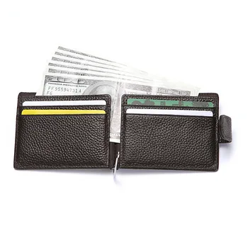 

RFID Wallet Genuine Leather Men Wallet Carteira Cowhide Money Clip HASP Short Slim Wallet Business ID Credit Card Cases