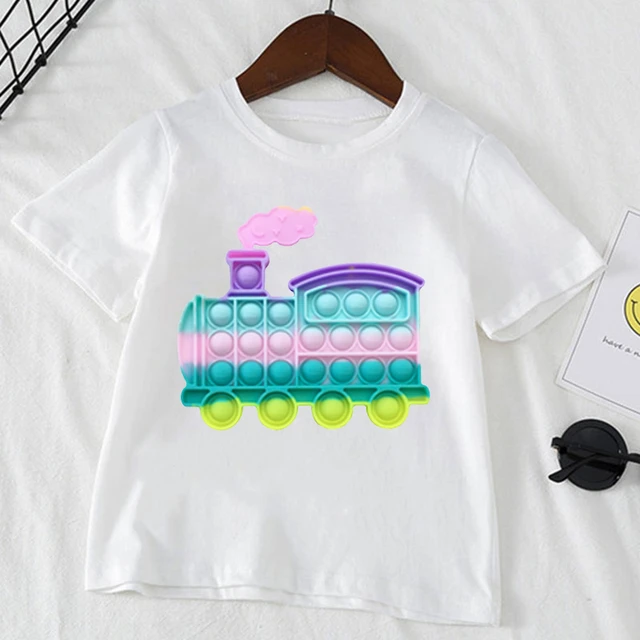T-Shirt For Boys/Girls Funny Butterfly, Fish, Train Fidget Toys Cute Kids  Clothes Popit Children